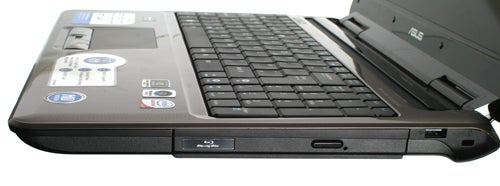 Asus N50Vc notebook with Blu-ray drive side view.