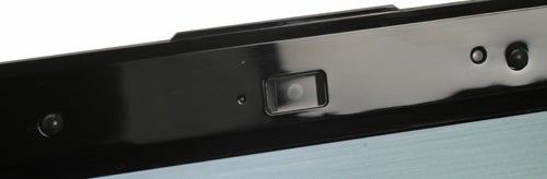 Close-up of Asus N50Vc notebook's webcam and hinge area.