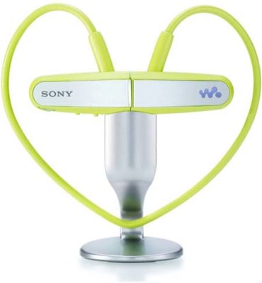 Sony Walkman NWZ-W202 in green on display stand