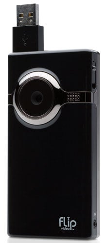 Flip Video Mino HD camcorder with USB connector exposed.