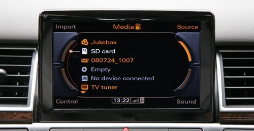 Audi A8 multimedia interface system on dashboard.