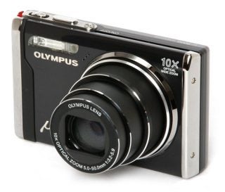 Olympus mju 9000 camera with extended zoom lens.