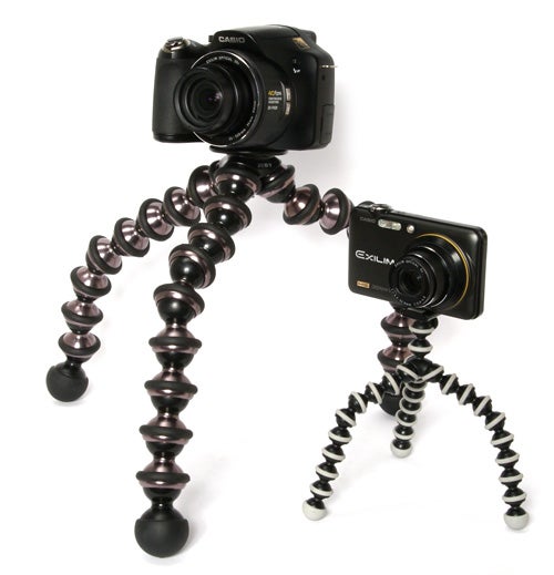 Two cameras mounted on Joby Gorillapod flexible tripods.