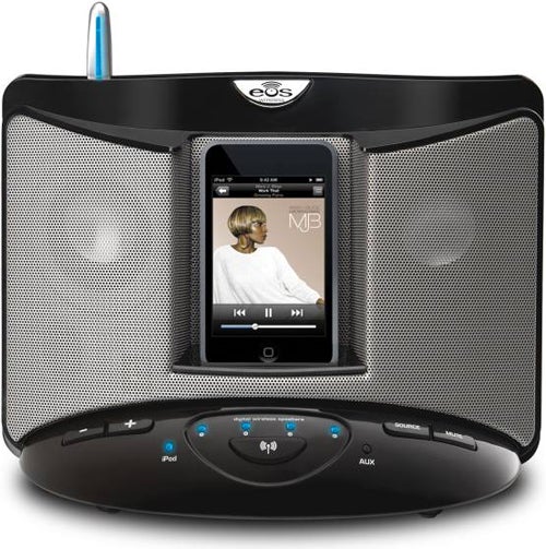 EOS Digital Wireless iPod Speaker Core System with docked iPod.