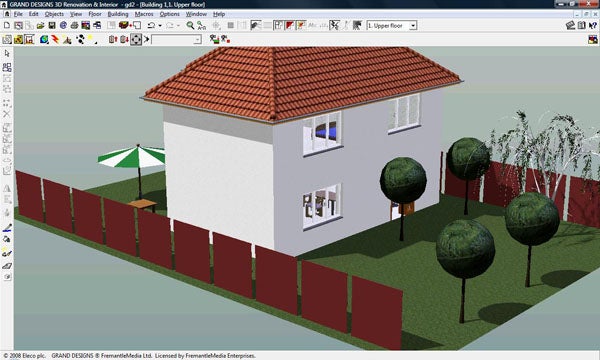 Screenshot of Grand Designs 3D software showing house model.