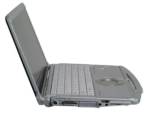Panasonic ToughBook CF-F8 laptop with open lid.