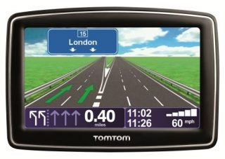 TomTom XL IQ Routes Edition GPS device displaying London route.