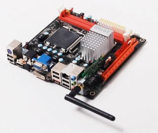 Zotac GeForce 9300-ITX WiFi motherboard with antenna.