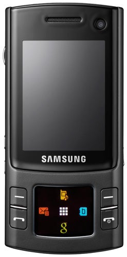 Samsung S7330 mobile phone front view with display and keypad.