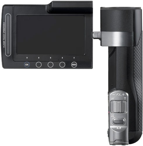 JVC Everio GZ-X900 camcorder from back and side view.