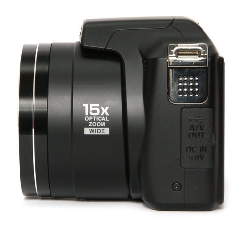 Nikon Coolpix L100 camera showing 15x optical zoom lens.