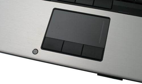 Close-up of HP Elitebook 8730w touchpad and keyboard area