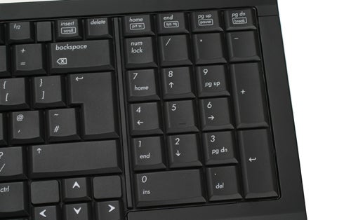 Close-up of HP Elitebook 8730w keyboard section.