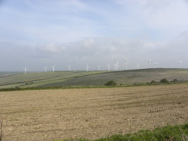 Landscape photo taken with Nikon Coolpix P90 showing wind turbines.