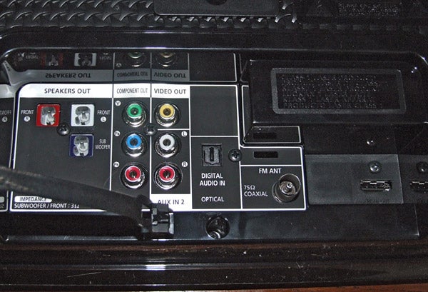Back panel of a Samsung HT-X720G Home Cinema System.