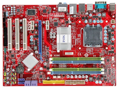 MSI P45C Neo-FIR motherboard with sockets and slots.