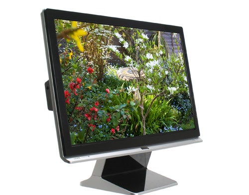 BenQ E2400HD monitor displaying colorful garden image.