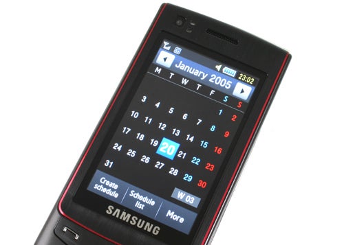 Samsung Tocco Ultra S8300 displaying calendar on screen.