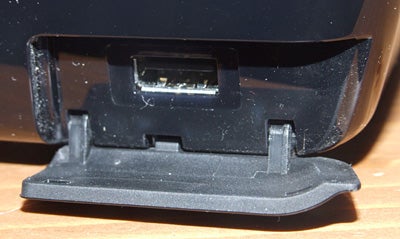 Close-up of Samsung BD-P3600 Blu-ray Player USB port.