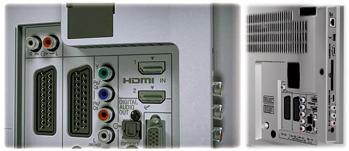 Sony Bravia LCD TV back panel with input-output ports.