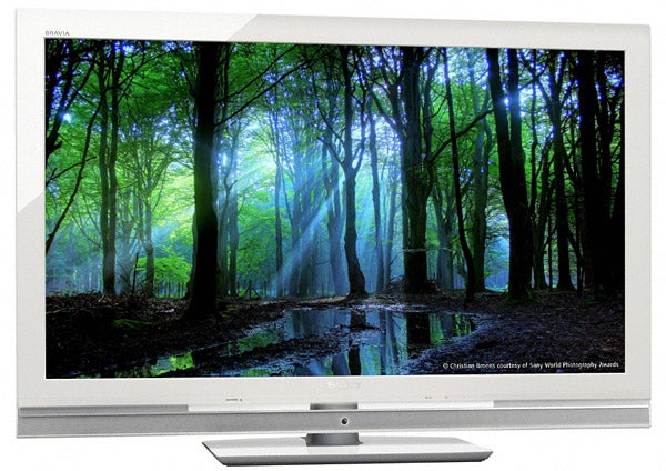 Sony Bravia KDL-40WE5 40-inch LCD TV displaying vibrant forest scene.