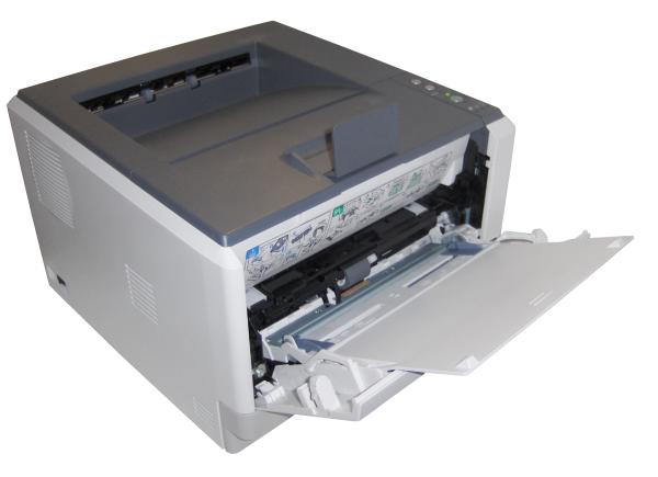 Epson AcuLaser M2000DN printer with open tray.