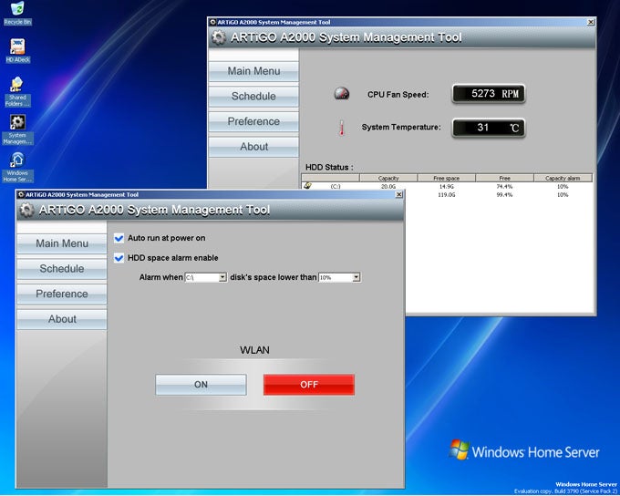 Screenshot of VIA ARTiGO A2000 system management tool interface