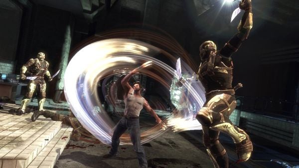 Wolverine battling a soldier in X-Men Origins game.
