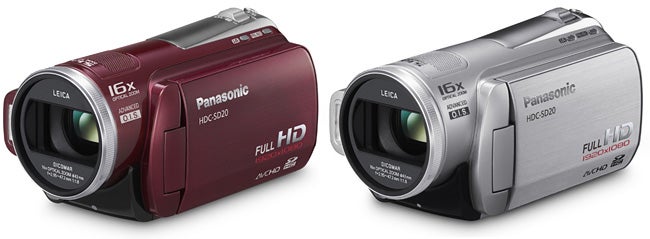 Panasonic HDC-SD20 camcorders in red and silver.