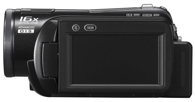 Panasonic HDC-SD20 camcorder with 16x optical zoom display.