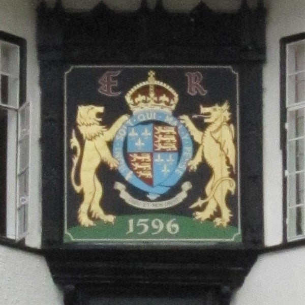 Coat of arms on building with the date 1596.