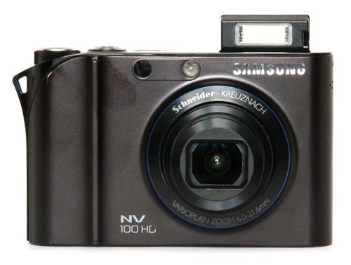 Samsung NV100HD digital camera on white background.