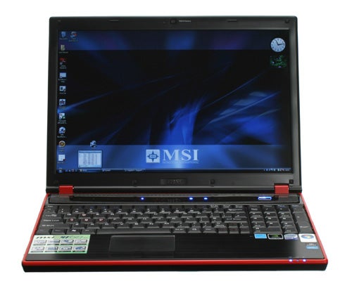 MSI GT627-246UK gaming laptop with open lid displaying screen.