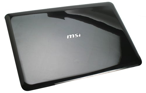 MSI X-Slim X340 laptop closed lid view on white background.
