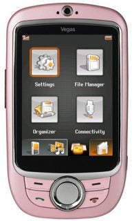 Pink Orange Vegas phone displaying menu screen.