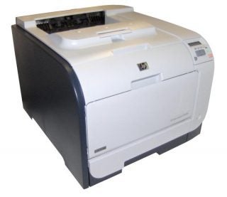 HP Color LaserJet CP2025n printer on white background.
