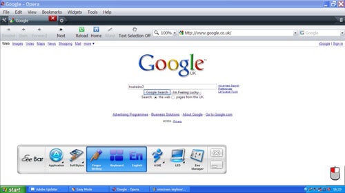 Asus Eee Top PC displaying Google search page on screen.