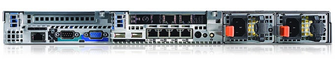 Dell PowerEdge R610 server rear view with ports and power supplies