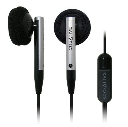 Creative earbuds with inline microphone and volume control.
