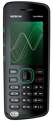 Nokia 5220 XpressMusic mobile phone on white background.
