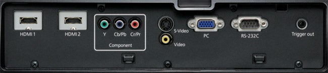 Epson EH-TW5800 projector's rear input panel with ports.