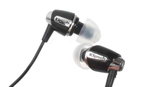 Klipsch Image S4 earphones on a white background.