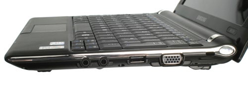 Samsung N120 Netbook side view showing ports and speakers