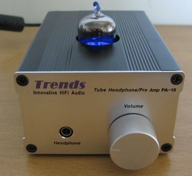 Trends PA-10 Tube Headphone Amplifier on a table.
