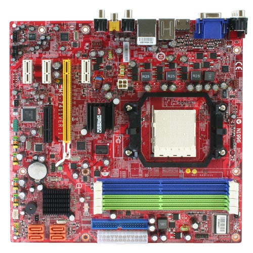 MSI Media Live Diva motherboard with empty sockets and ports