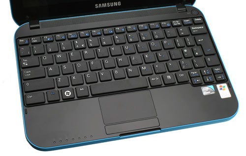 Samsung N310 netbook keyboard and touchpad close-up.
