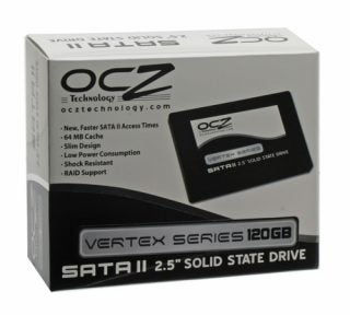 OCZ Vertex Series 120GB SSD product packaging.
