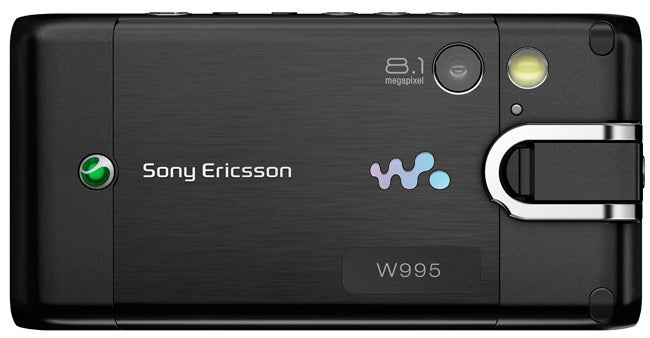 Sony Ericsson W995 mobile phone rear view showing camera and branding.