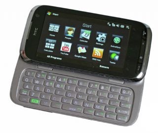 HTC Touch Pro2 smartphone with slide-out QWERTY keyboard.