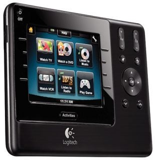 Logitech Harmony 1100 universal remote with touchscreen display.